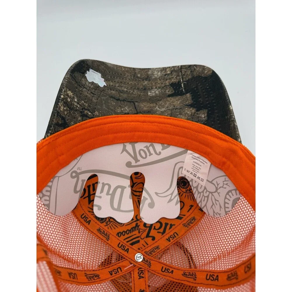 Von Dutch Trucker Hat Realtree Timber Camo Orange Snapback Cap NWT